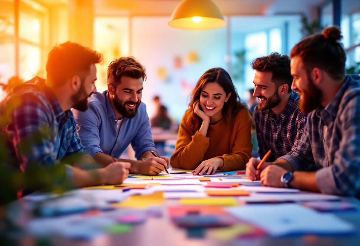 Equipo de profesionales revisando ideas Brújula Maestra Agencia de Marketing y Diseño Gráfico